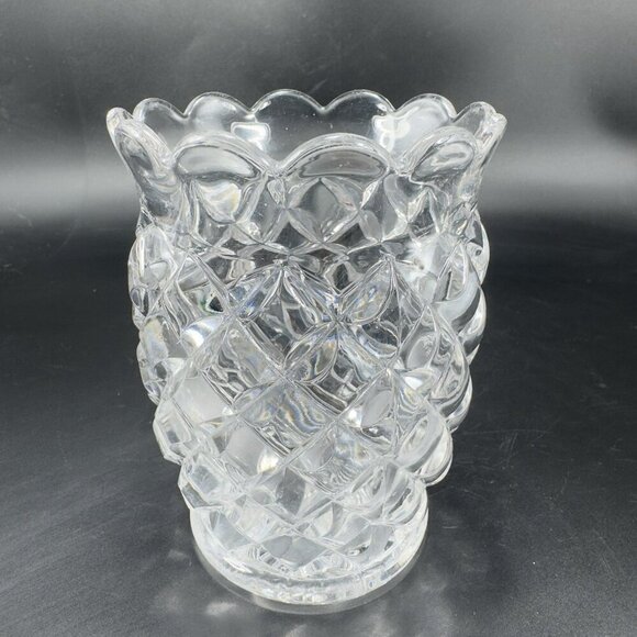 Antique Pineapple Clear Glass Vase Manganese 365nm Green UV Glow Utensil Holder - Picture 2 of 16